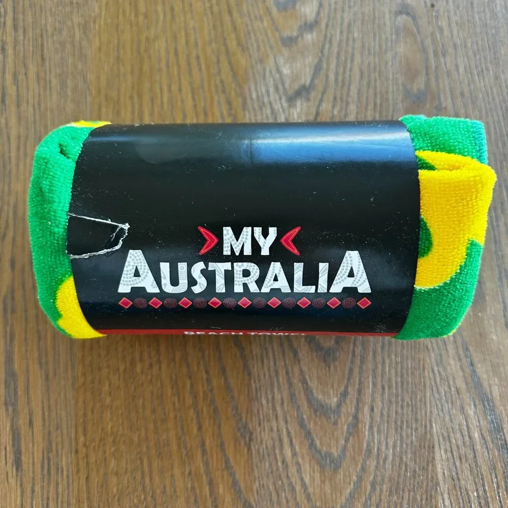 Australia Map Green & Gold Aussie Beach Towel